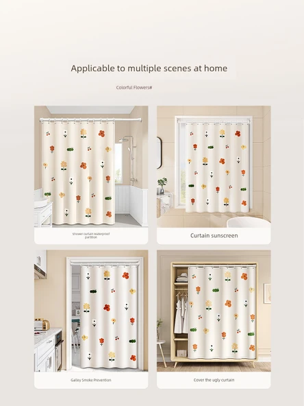 Tuvalet Gölgeleme Perdesi - Renkli Çiçekli - Tek Perde - 180x200cm - 3