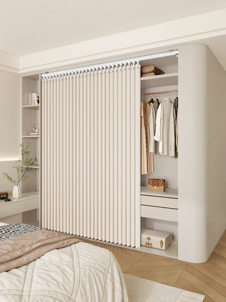 Arc Duş Perdesi Seti - Krem, Standart Kancalı - [180-220 cm Genişlik] 220x200 cm - 3