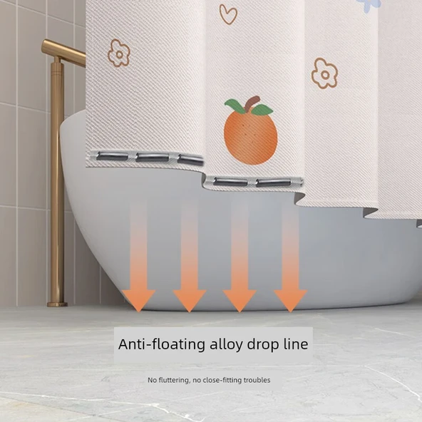 Su Geçirmez Küf Önleyici Banyo Duş Perdesi - 180x180cm - Turuncu - 3