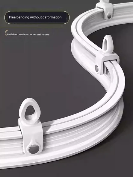 U/L Şekilli Duş Perdesi Rayı - 180-220 cm Duvar Mesafesi, Şık Gri, Mıknatıssız (Model 2) - 4