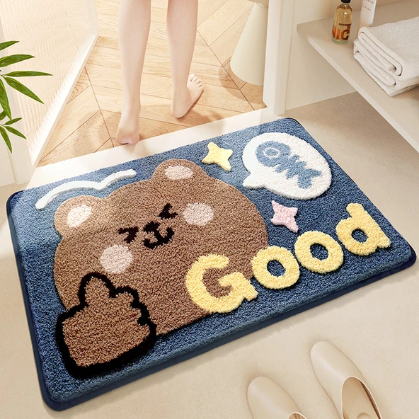 Çizgi Film Banyo Paspası 50x80cm - Dinamik Ayı-1