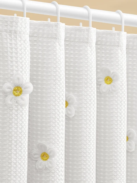 Su Geçirmez Polyester Duş Perdesi Seti - Ayçiçeği 150x200cm + 100-170cm Duş Perdesi Borusu