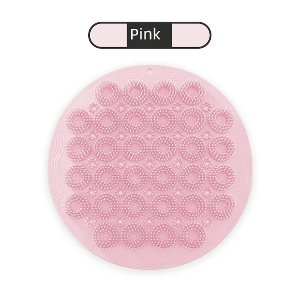 Yuvarlak Kaymaz PVC Banyo Paspası - 30x30cm - Pembe