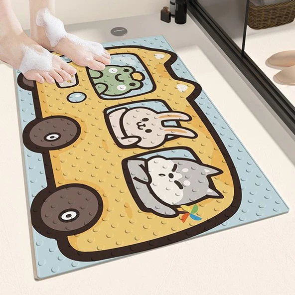 Çocuk Banyo Halısı - 50x80cm - Hayvan Oyunları Desenli