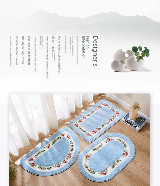 Pastoral Dikdörtgen Kırmızı Banyo Halısı - 40x60 cm - 9