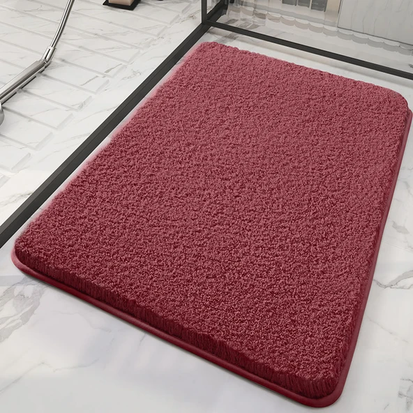 Kalınlaştırılmış Emici Kaymaz Banyo Paspası - 80x120cm - Normcore Kırmızı