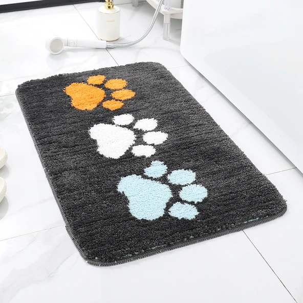 2'li Kaymaz Banyo Paspası Seti - 38x58 ve 48x78 cm - Kedi Pati Desenli