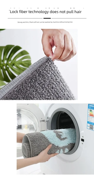 2'li Emici Banyo Paspası Seti - 38x58 + 48x78 cm - Kedi Pati Desenli - 12