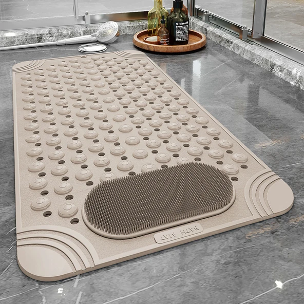 Kaymaz PVC Banyo Paspası - 60x90cm - Bej