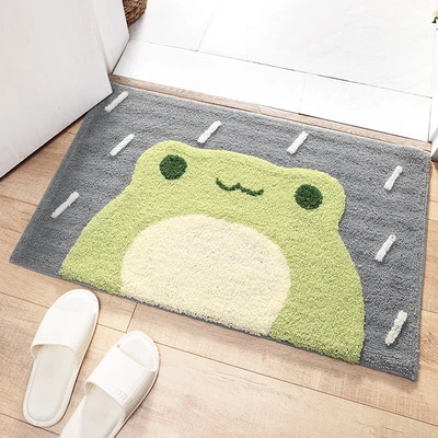 Kaymaz Banyo Halısı - 50x80 cm - Küçük Yağmur Kurbağası Desenli