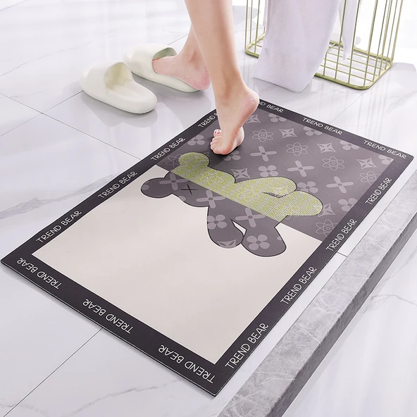 Yumuşak Silikon Diatomit Banyo Paspası - 40x60 cm - Trendy Elmas Ayı