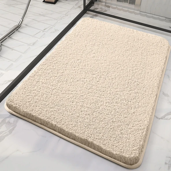 Kalınlaştırılmış Emici Kaymaz Banyo Paspası - 80x120cm - Normcore Bej