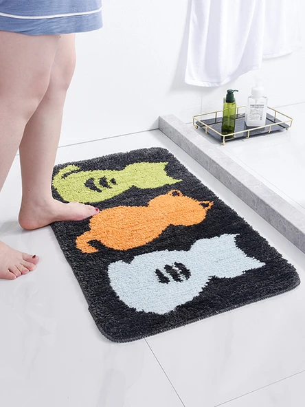 2'li Kaymaz Banyo Paspası Seti - 38x58 ve 48x78 cm - Kedi Pati Desenli - 2