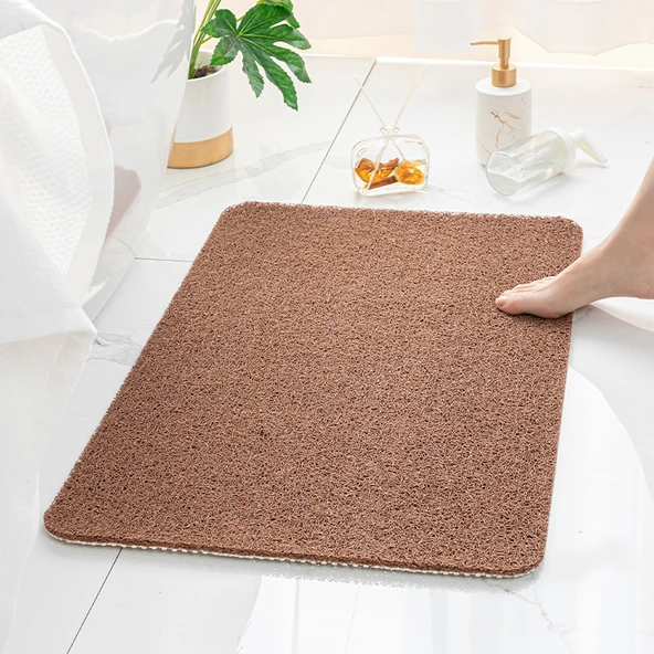 Kaymaz Banyo Duş Paspası - Su Geçirmez - 60X60CM - Kahverengi