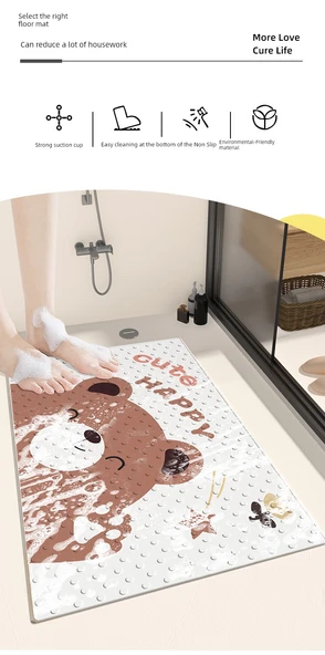 Çocuk Kaymaz Desenli Banyo Halısı - 40x70cm Küçük Siyah Balina - 9
