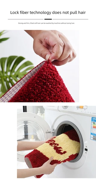 2'li Kaymaz Banyo Paspası Seti - 38x58 ve 48x78 cm - HOME Desenli - 12