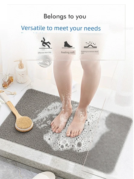 Kaymaz Banyo Duş Paspası - Su Geçirmez - 80x120cm - Gri - 2