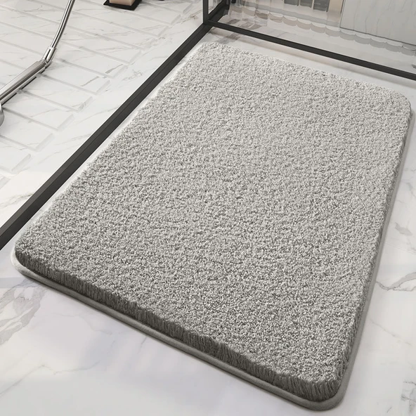 Kalınlaştırılmış Emici Kaymaz Banyo Paspası - 80x120cm - Normcore Gri