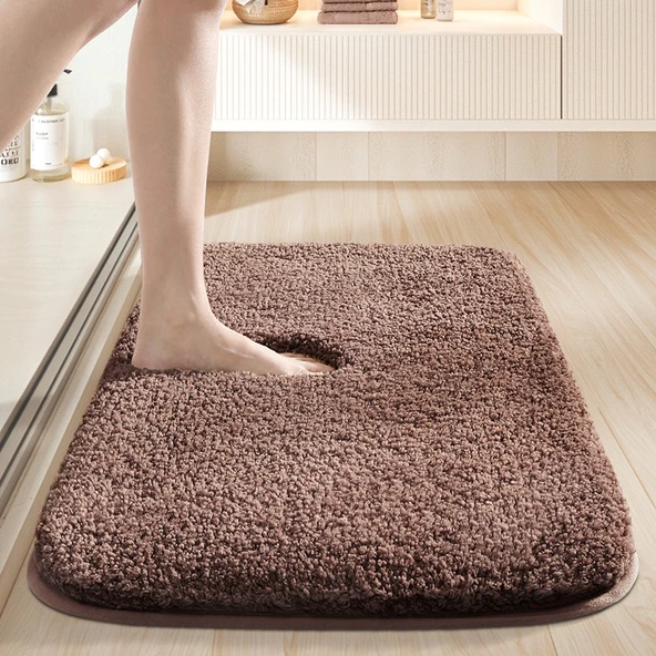 Kaymaz Hızlı Kuruyan Banyo Paspası - 40x60cm - Darı Kahverengi