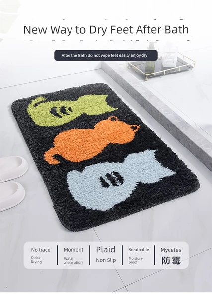 2'li Kaymaz Banyo Paspası Seti - 38x58 ve 48x78 cm - Kedi Pati Desenli - 8