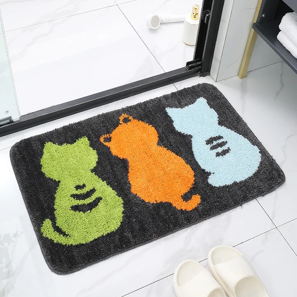 Emici Banyo Paspası - 38x58 cm - Üç Küçük Desenli