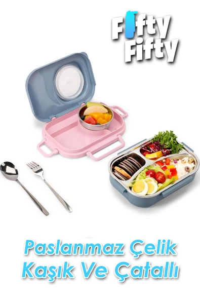 Uzspace 600 ML Çorba Kaseli-Çelik Kaşık Çatallı Paslanmaz Çelik Bento Lunch Box Yeni Nesil Sefer Tası-FFLBOX8021600 - 18