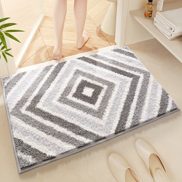 Su Emici Kaymaz Banyo Paspası - 40x60cm - Eko-Gri