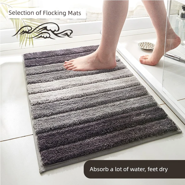 Kaymaz Emici Banyo Paspası - 45x65cm Piyano Tuşları Gri