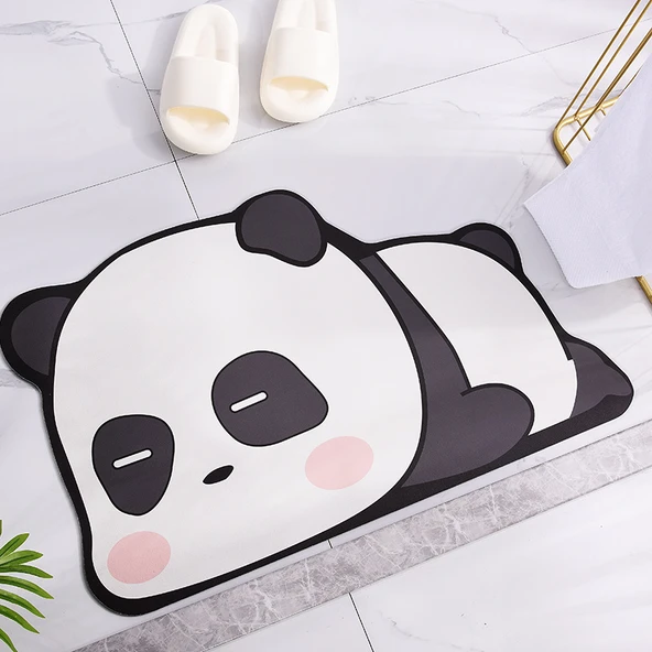 Yumuşak Silikon Diatomit Banyo Paspası - 60x90 cm - Panda-Jingjing Kaymaz Taban