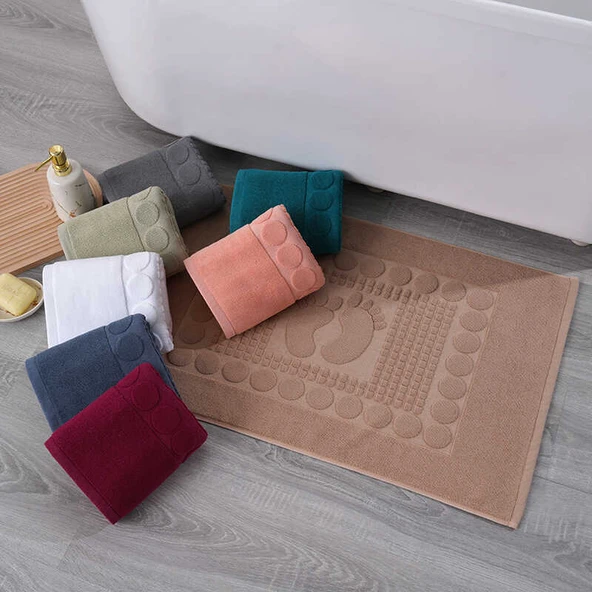 Pamuklu Kaymaz Banyo Halısı - Koyu Mavi 50x80cm (350 gram) - 5