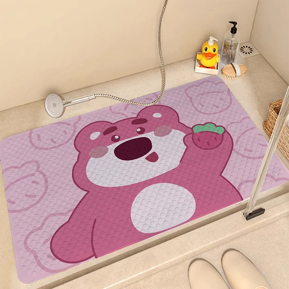 Çocuk Banyo Diatomit Kaymaz Paspas - 50x80cm - Çilek Ayı
