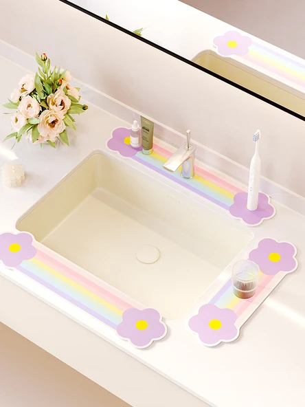 Dar Kenarlı Banyo Tezgah Matı - 8.5x60cm Makaron Deliksiz - 2
