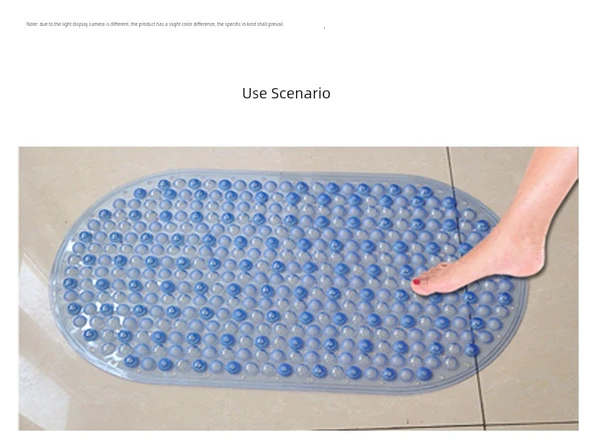 Kaymaz Banyo Paspası - Vantuzlu - [69x38cm] Büyük Baloncuklu Şeffaf Mavi - 7