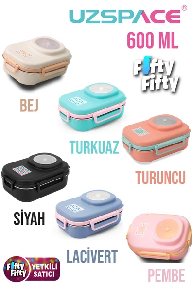 Uzspace 600 ML Çorba Kaseli-Çelik Kaşık Çatallı Paslanmaz Çelik Bento Lunch Box Yeni Nesil Sefer Tası-FFLBOX8021600 - 13