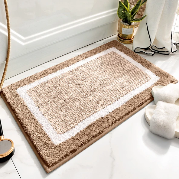 Su Emici Kaymaz Banyo Paspası - 40x60cm - Anılar-Kahverengi