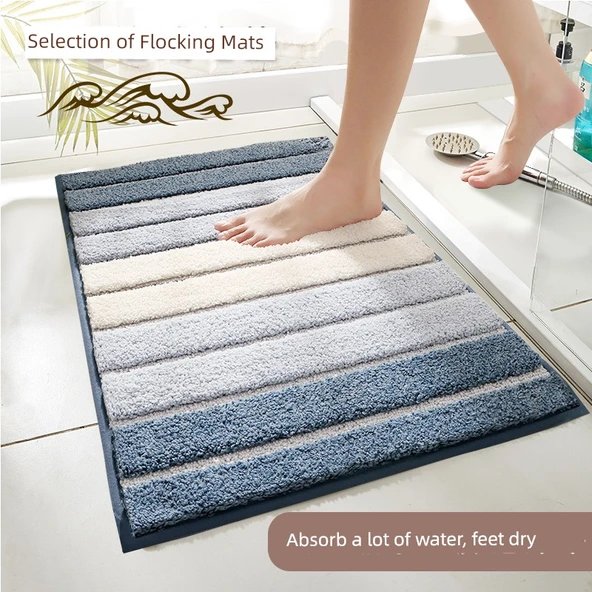 Kaymaz Emici Banyo Paspası - 50x80cm Piyano Tuşları Mavi