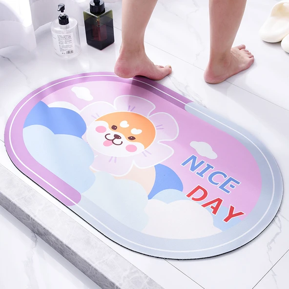 Diyatomit Banyo Paspası - 60x90 cm - Elips - Güneş Köpeği