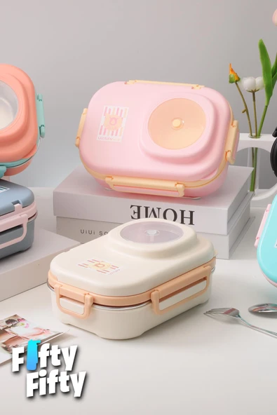 Uzspace 600 ML Çorba Kaseli-Çelik Kaşık Çatallı Paslanmaz Çelik Bento Lunch Box Yeni Nesil Sefer Tası-FFLBOX8021600 - 10