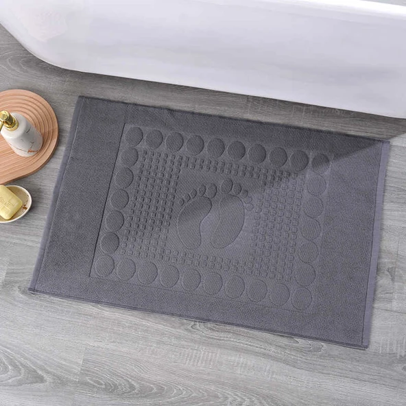 Pamuklu Kaymaz Banyo Halısı - Koyu Mavi 50x80cm (350 gram) - 6