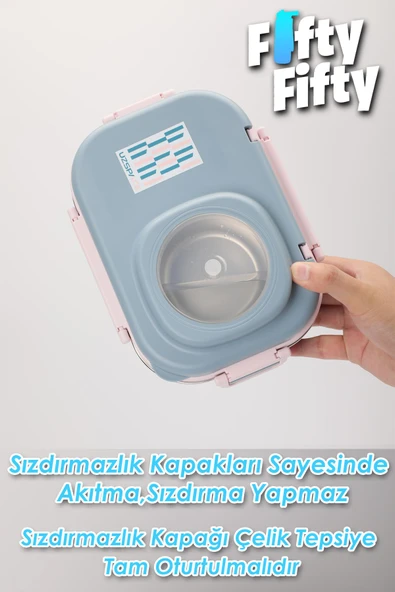 Uzspace 600 ML Çorba Kaseli-Çelik Kaşık Çatallı Paslanmaz Çelik Bento Lunch Box Yeni Nesil Sefer Tası-FFLBOX8021600 - 19