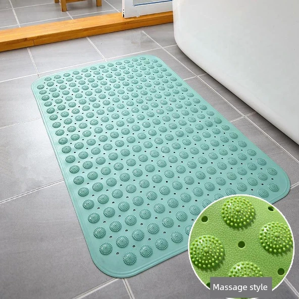 Kaymaz Banyo Paspası - Vantuzlu - [70x36cm] Düz Renk Yeşil