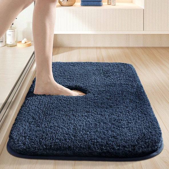 Kaymaz Hızlı Kuruyan Banyo Paspası - 50x80cm - Azure Mavi