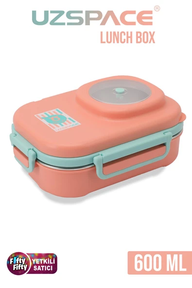 Uzspace 600 ML Çorba Kaseli-Çelik Kaşık Çatallı Paslanmaz Çelik Bento Lunch Box Yeni Nesil Sefer Tası-FFLBOX8021600 - 2