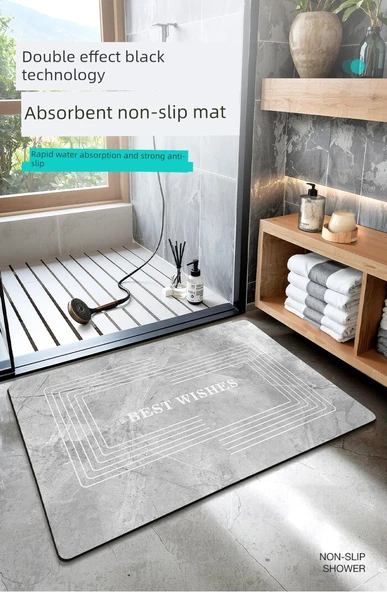 Diyatomlu Banyo Paspası 50x80cm - Yıldız Çakıl Siyah - 8