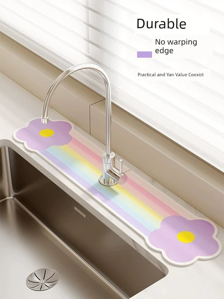 Dar Kenarlı Banyo Tezgah Matı - 8.5x60cm Makaron Deliksiz - 3