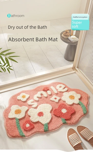Kaymaz Banyo Paspası 45x70cm - Mutlu Çiçek Ormanı - 6