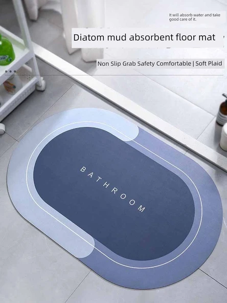 Su Emici Hızlı Kuruyan Diatomit Banyo Paspası - 60x40cm Kare Mermer Pembe - 2