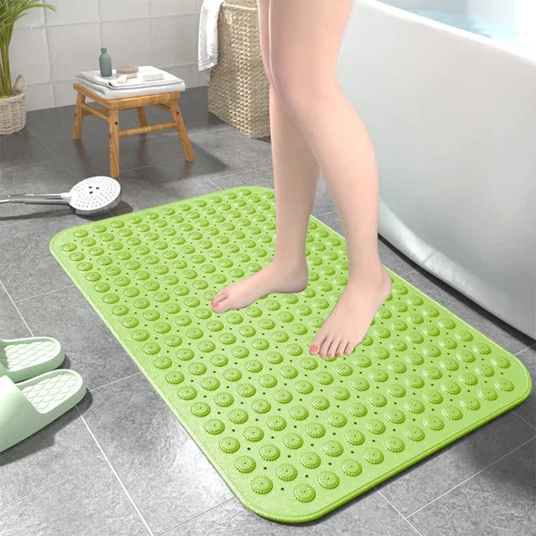 Kaymaz PVC Banyo Paspası - 36cm x 70cm - Yeşil - Masajlı