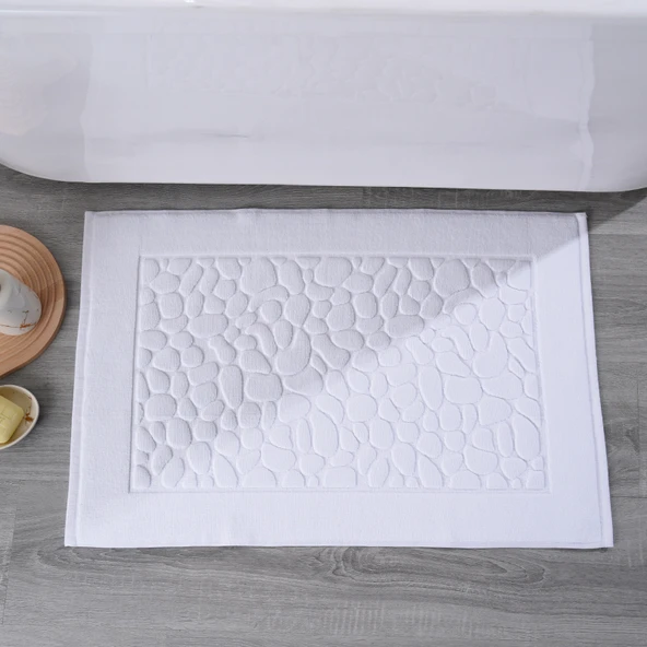 Pamuklu Kaymaz Banyo Halısı - Çakıl Desenli 50x80cm (400 gram)