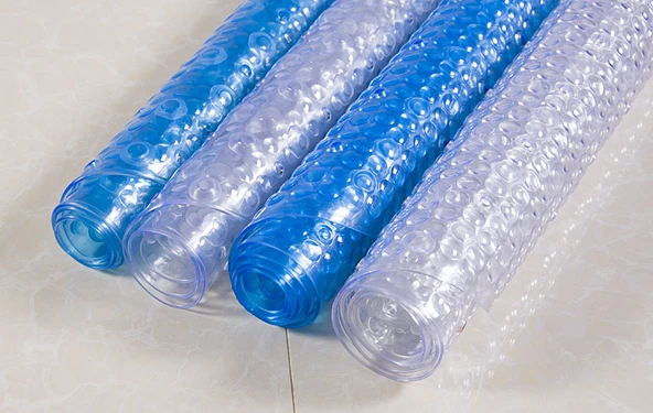 Kaymaz Banyo Paspası - Vantuzlu - [69x38cm] Büyük Baloncuklu Şeffaf Mavi - 4
